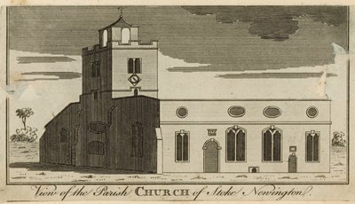 Ansicht der Pfarrkirche von Stoke Newington von English School