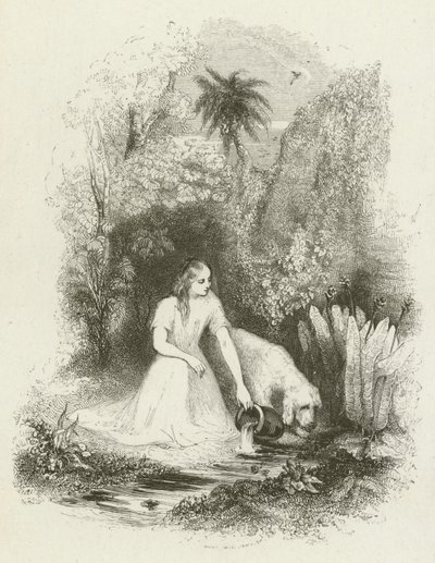 Virginia am Brunnen (Stich) von English School