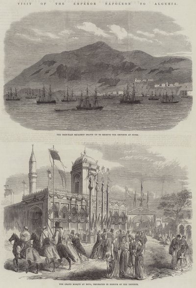 Besuch von Kaiser Napoleon in Algerien (Stich) von English School