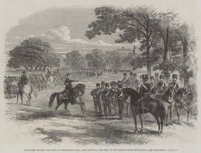 Freiwilligenüberprüfung und Fest in Shrubland Hall, in der Nähe von Ipswich, dem Sitz von Sir George Broke-Middleton von English School