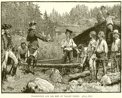 Washington und seine Männer in Valley Forge von English School