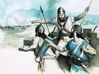 Wachtturmwächter in Babylon alarmieren über den Vormarsch der persischen Armee von English School