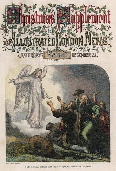 Während Hirten nachts ihre Herden bewachten, vom Titelblatt der Illustrated London News, Weihnachtssupplement, 1855 von English School
