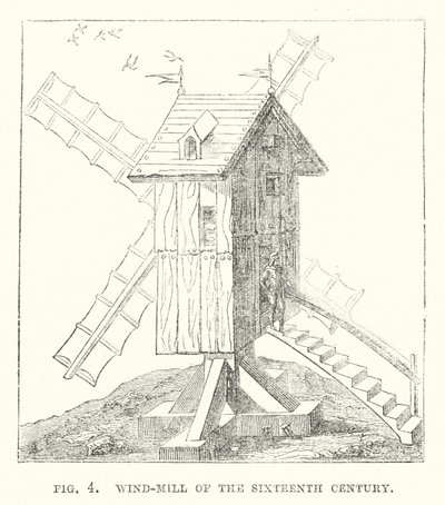 Windmühle des sechzehnten Jahrhunderts von English School