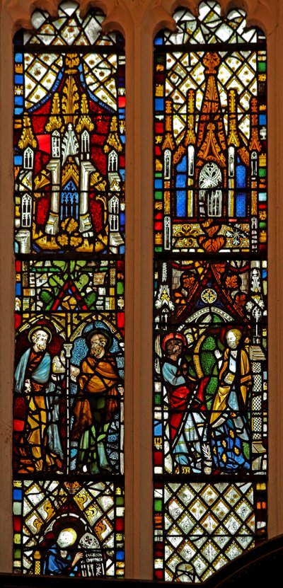 Fenster EW mit St. Peter und St. Paul; die Verkündigung von English School