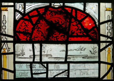 Die letzten fünfzehn Tage der Welt (das Pryke of Conscience Fenster): Nur die Erde und der Himmel sind zu sehen von English School