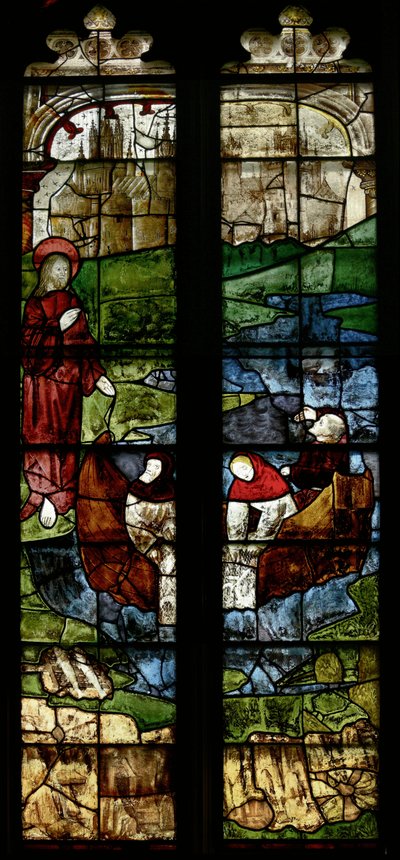 Fenster, das Christus und die Fischer zeigt von English School