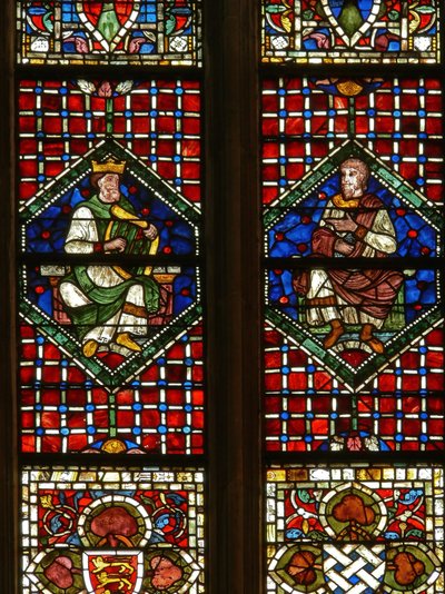 Fenster, das eine genealogische Figur zeigt: David und Nathan von English School