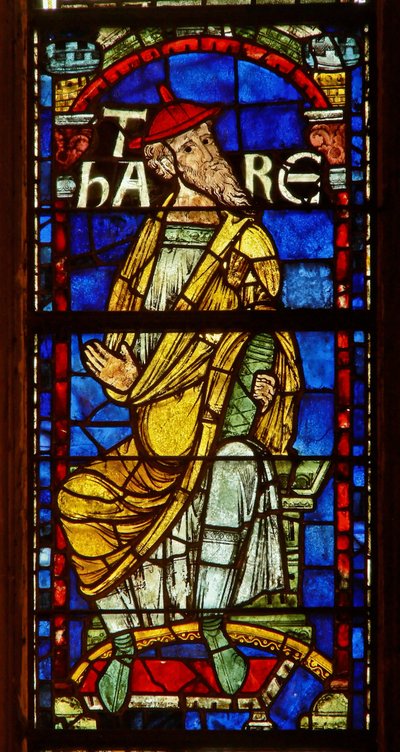Fenster, das eine genealogische Figur zeigt: Terach von English School
