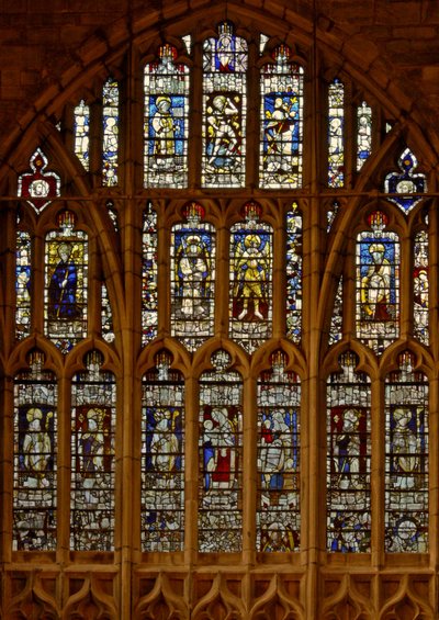 Fenster mit Darstellung des Westfensters: Verschiedene Figuren, meist ursprünglich aus dem Nordschiff von English School