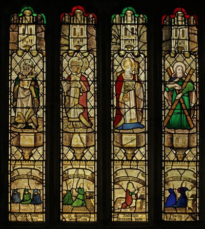 Fenster n2 mit St. Johannes, St. Gregor, St. Leonhard und St. Andreas von English School
