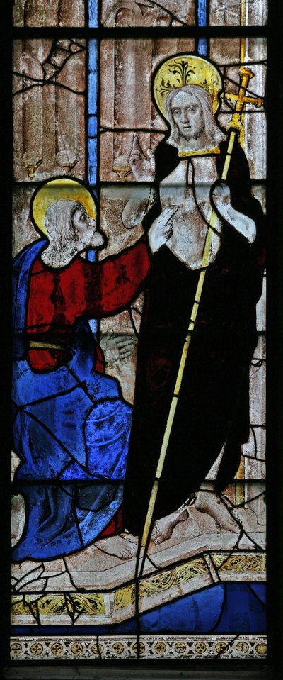Fenster s4 mit Darstellung des zweifelnden Heiligen Thomas von English School