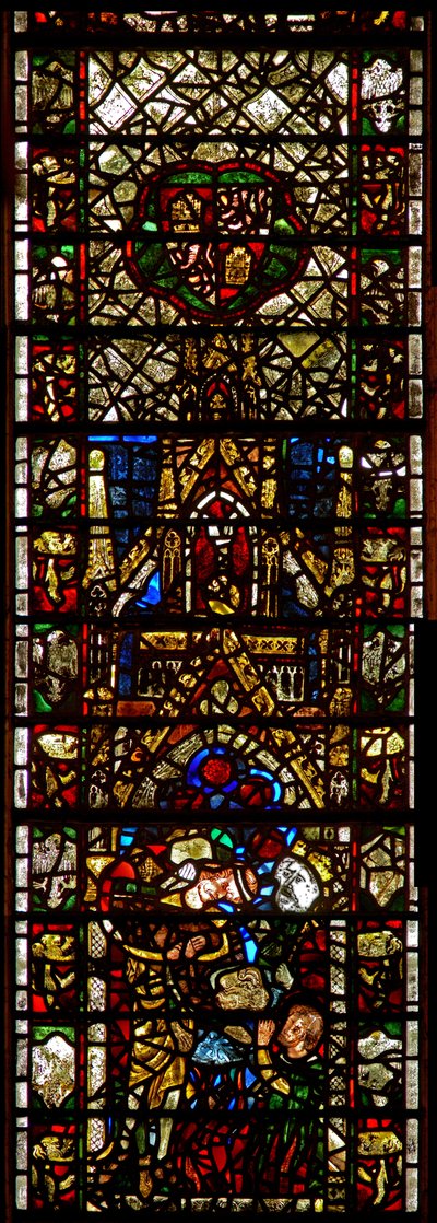 Fenster w42 mit einer Szene aus dem Leben der hl. Katharina: die Philosophen werden hingerichtet von English School