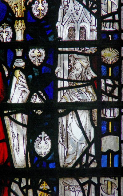 Fenster w6, Randtafel mit Figur darstellend von English School