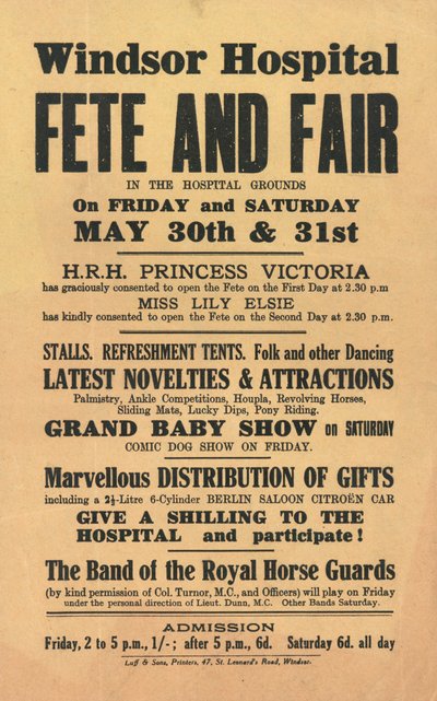 Windsor Hospital, Fest und Jahrmarkt (Druck) von English School