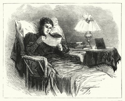 Frau erfährt von einem Bankrott und dem Verlust ihres Geldes (Lithografie) von English School