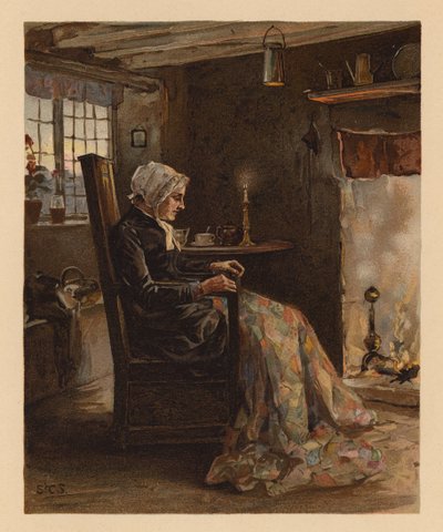 Frau näht eine Patchworkdecke von English School