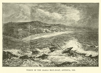 Schiffbruch der Maria Mail-Boat, Antigua, 1826 von English School