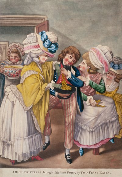Ein reicher Freibeuter sicher in den Hafen gebracht, von zwei Erstrangigen, 1781 von English School English School