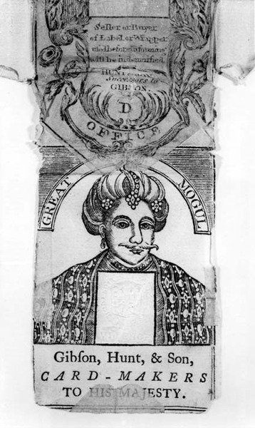Great Mogul Spielkartenhülle, hergestellt von Gibson, Hunt & Sons, Kartenmacher seiner Majestät von English School English School