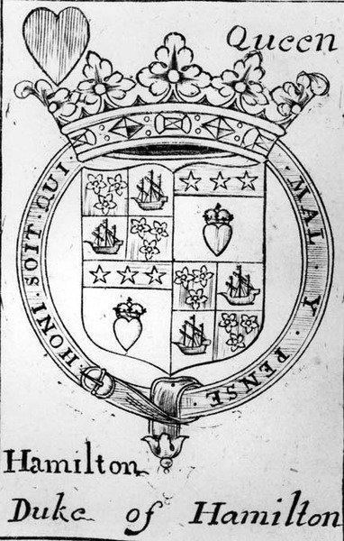 Spielkarte mit dem Wappen des Herzogs von Hamilton von English School English School
