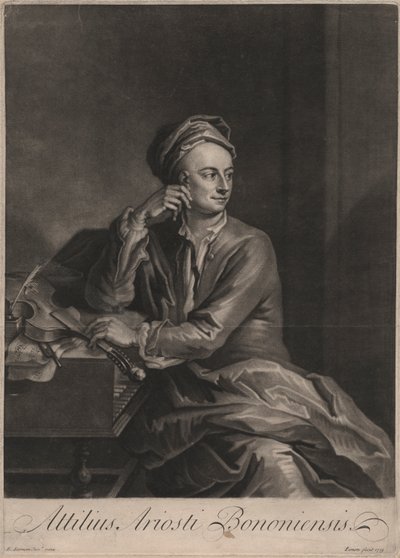 Attilus Ariosti Bononiensis, graviert von John Simon (1675-1751), 1719 von Enoch Seeman
