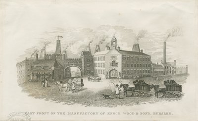 Burslem - Fabrik von Enoch Wood & Sons: Stahlstich von Enoch Wood