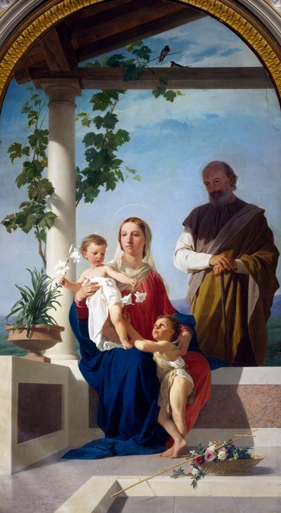 Heilige Familie, von Enrico Pollastrini (1817-1876), Heiligtum der Madonna della Stella, Montefalco, Umbrien, Italien von Enrico Pollastrini