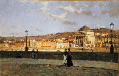 Kai entlang des Po und die Kirche Grande Madre di Dio, Turin, 1882 von Enrico Reycend