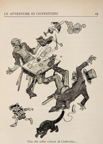 Illustration aus Le Avventure di Ciuffettino von Enrico de Conti Novelli