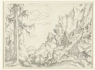 Landschaft mit einem Dorf in felsiger Tal von Erhard Altdorfer
