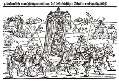 Fragment eines Flugblatts über die türkische Invasion in Ungarn von Erhard Schon