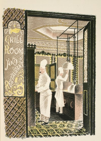 Restaurant und Grillraum, Illustration aus 