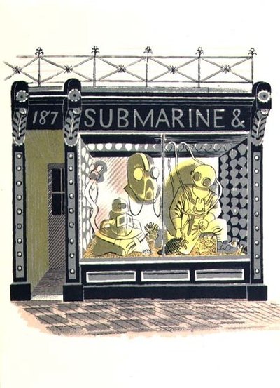 Die Marine-Lieferanten, gedruckt von der Curwen Press, aus High Street, von J.M. Richards, veröffentlicht von Country Life, 1938 (Satz von 24) von Eric Ravilious
