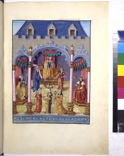 Ganzseitig: Kaiser Karl V. auf dem Thron, um 1515 von Erich Lessing