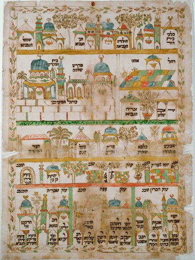 Itinerarium, Darstellung der wichtigsten Pilgerstätten des Heiligen Landes (Aquarell auf Papier) von Erich Lessing