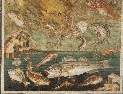 Meeresfauna, Fische, Casa del Fauno, Pompeji von Erich Lessing