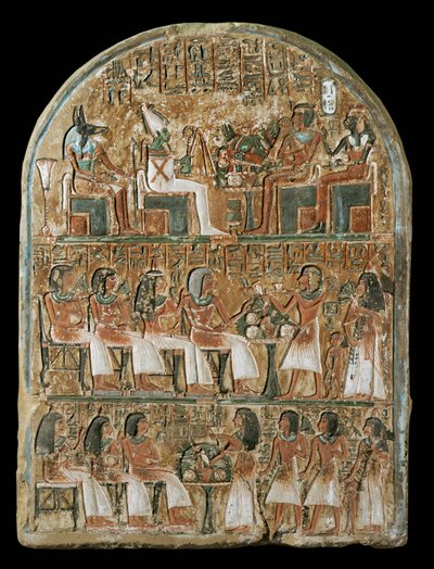 Stele mit der Familie von Arinefer, aus seiner Grabkapelle in Deir el-Medina von Erich Lessing