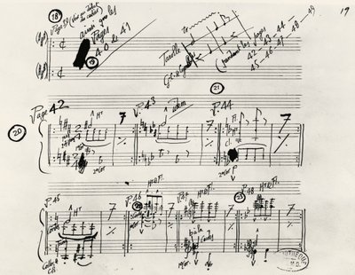 Handschriftliches Manuskript von Parade von Erik Satie