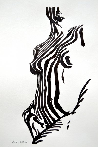 Zebra Gestreifter Akt von Erik Van Velzen