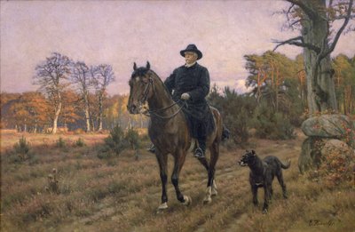 Bismarck zu Pferd mit Hund von Ernest Henseler