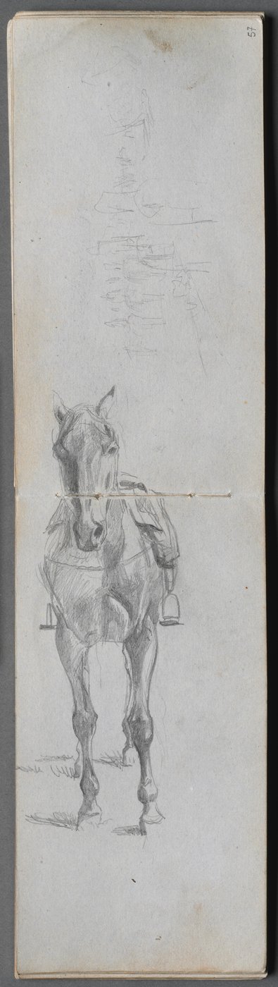 Skizzenbuch, Seite 56 & 57: Studie eines Pferdes von Jean Louis Ernest Meissonier