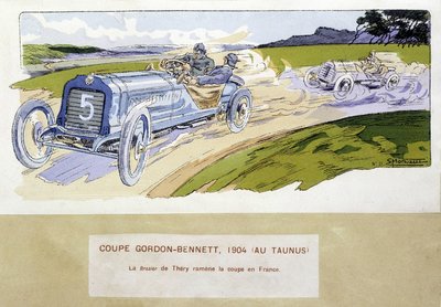 Rennen: der Gordon Bennett Cup 1904 - Zeichnung von Ernest Montaut (1878-1909) von Ernest Montaut