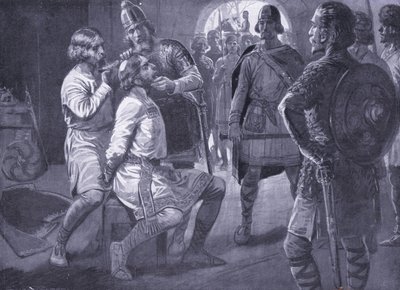 Ceowulf, König von Northumbria, wird gewaltsam geschoren, 731 n. Chr. von Ernest Prater