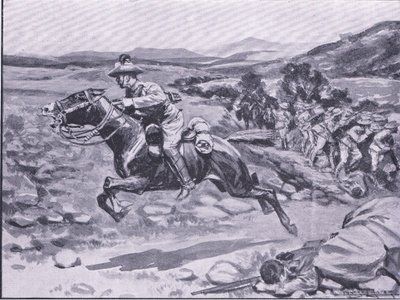 Die Gefangennahme der Leibwache: Leutnant Batemans gewagter Überfall, Illustration aus After Pretoria: The Guerilla War, 1902 von Ernest Prater