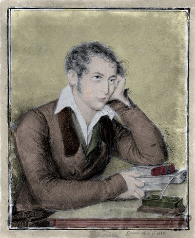 Risorgimento: Porträt des Patrioten, Philosophen und politischen Denkers Carlo Cattaneo (1801-1869) Zeichnung von Ernesta Bisi von Ernesta Legnani
