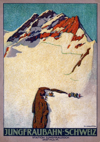 Jungfraujoch, Gipfel in den Schweizer Alpen, um 1920-30 von Ernst Emil Schlatter