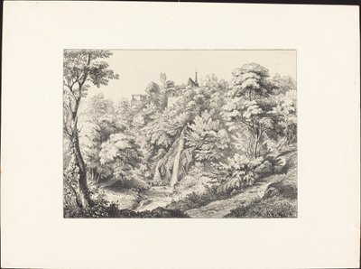 Rückansicht des Klosters mit Wasserfall von Ernst Fries