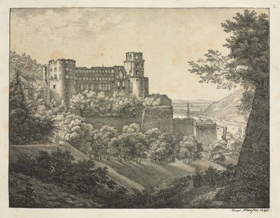 Sechs Ansichten des Heidelberger Schlosses: Richtung Nordosten, 1820 von Ernst Fries