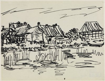 Bauernhäuser am Wasser (Fehmarn) von Ernst Ludwig Kirchner